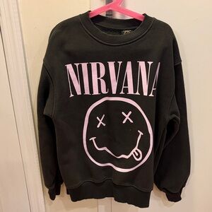 Zara Black and Pink Nirvana Sweatshirt